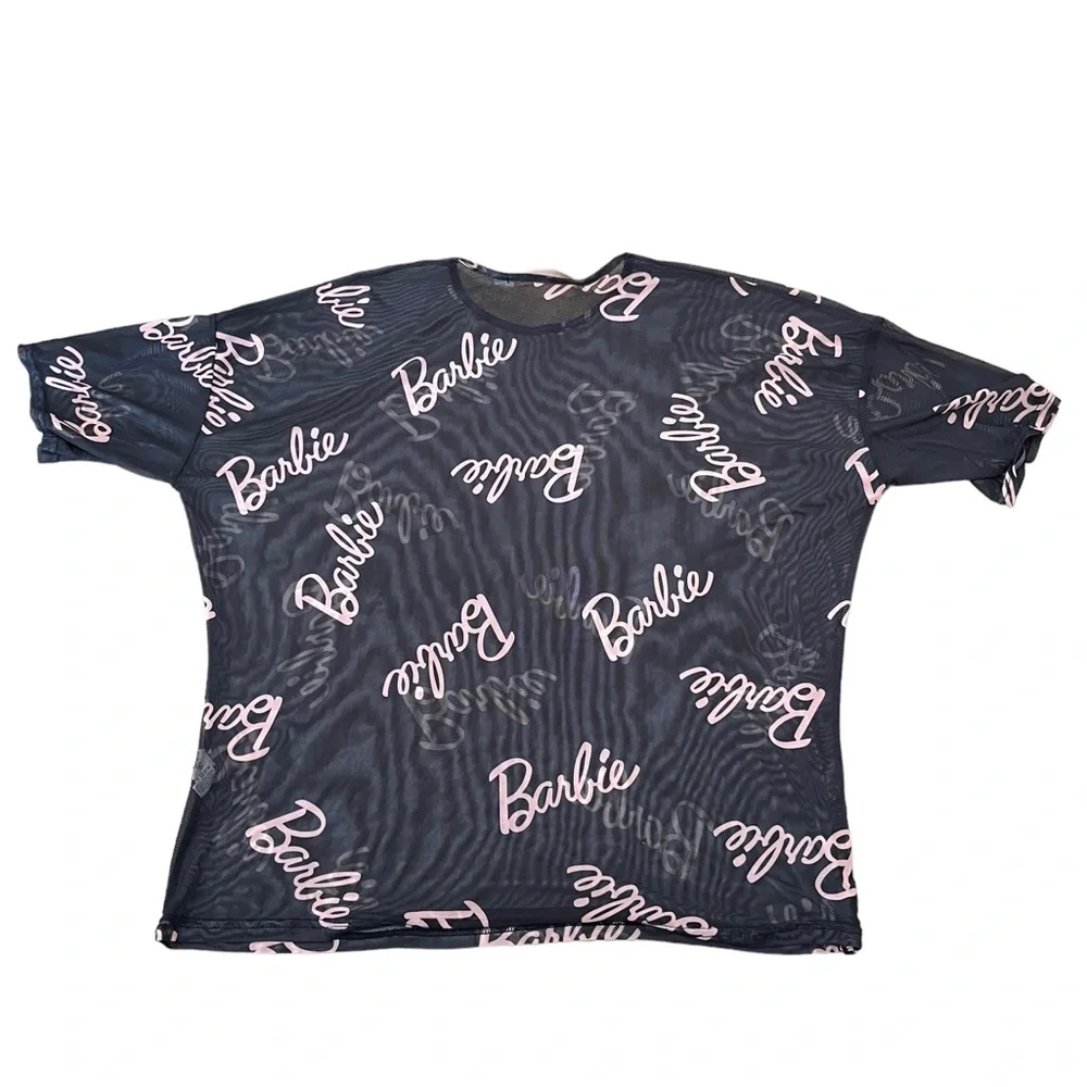 Barbie X Misguided Black Netted T-shirt Size 10 UK Womens T-shirt - Picture 9 of 9